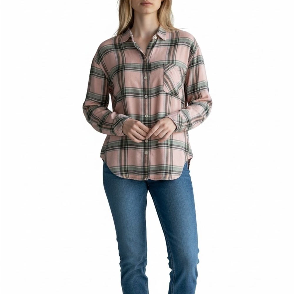 J.Jill Womens Pink Gray Palid Long Sleeve Button Down Shirt Size Medium